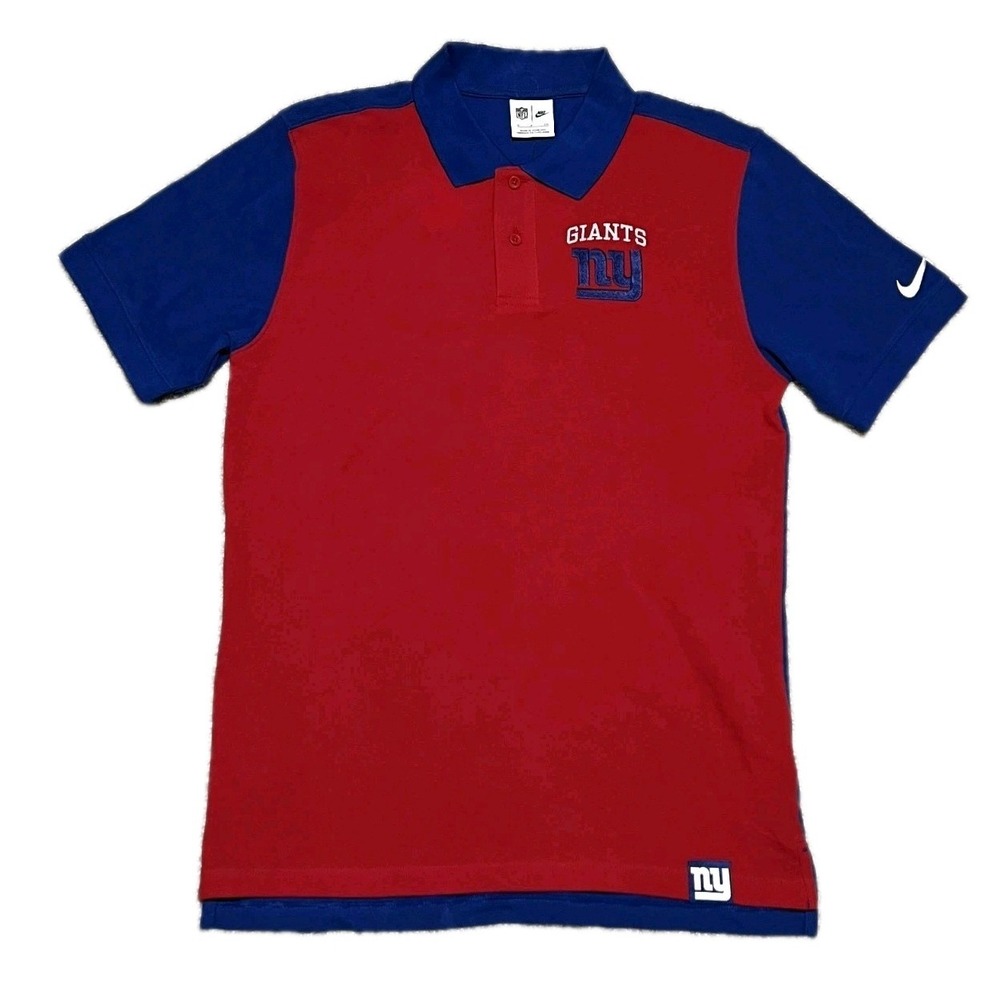 New York Giants Nike Polo Shirt Dri Fit Small Blue Red Logo Textured NWT